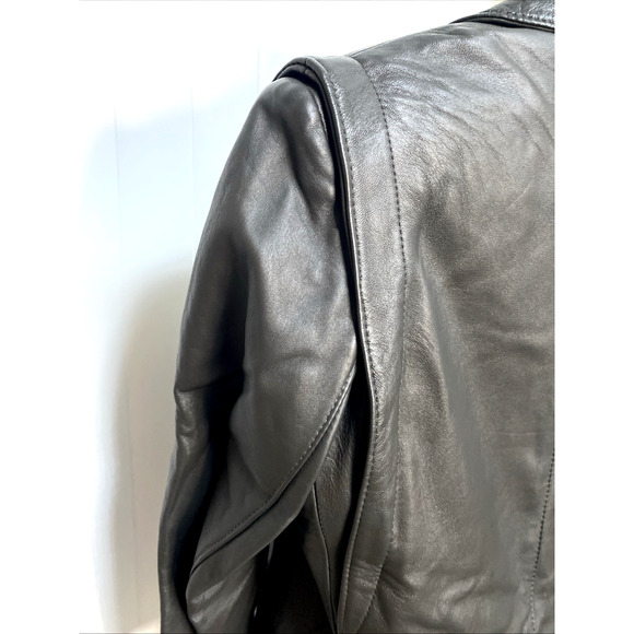 Ted Lapidus Leather Jacket Blazer Gray Long Sleeve France Pockets Vintage 42 L - Picture 5 of 8